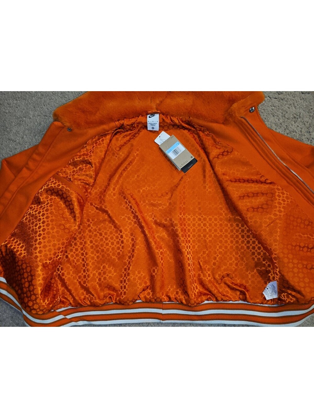 NEW Nike Naomi Osaka Full Zip Varsity Wool Jacket Orange Size Medium HV2058-893 - Picture 6 of 9